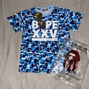 NWT Bape XXV Logo Tee ABC Camo Blue 25th Size L